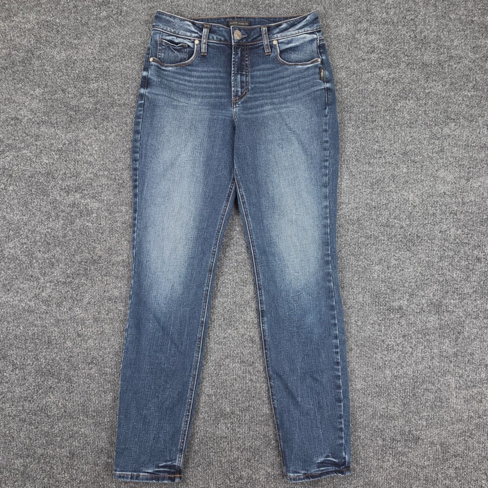 Silver Avery Skinny Jeans Women's Womens 29 L29 Dark Wash Mid Rise Stretch Denim